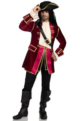Set de disfraz de capitán pirata de 4 piezas