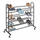 Black 5-Tier Rolling Shoe Rack