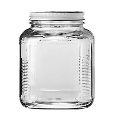 Tarro para galletas de 1 galón con tapa de metal cepillado transparente