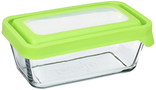 Glass TrueSeal Rectangle Food Storage Container with Green Lid The Container Store