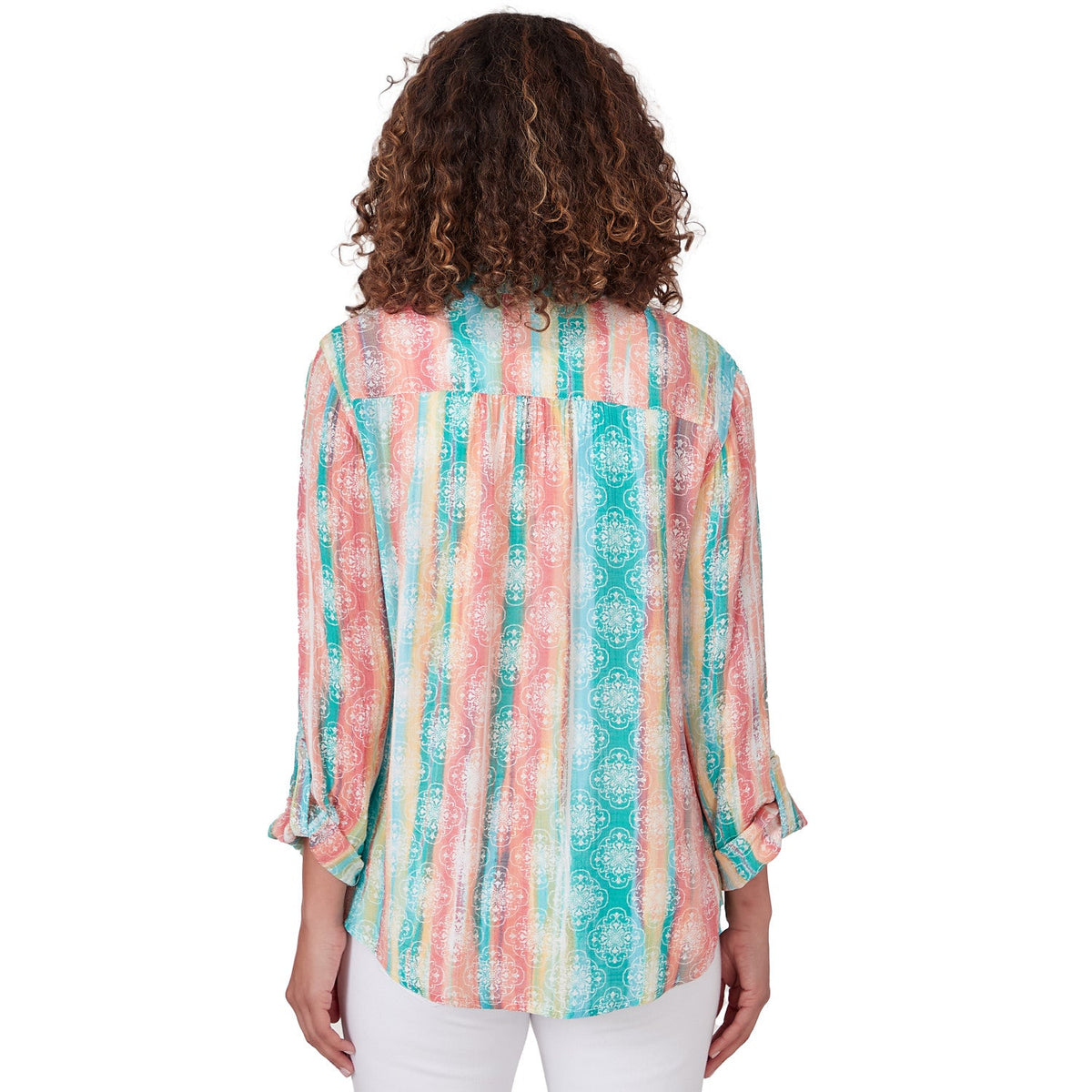 Blusa con botones y rayas tejidas Azul Luna - Ruby Rd