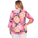 Blusa con cuello sobrepuesto, amapolas atrevidas y grandes, multicolor sandía - Ruby Rd