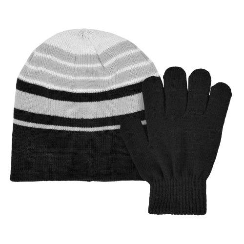 CONJUNTO DE PUNTO ACRÍLICO A RAYAS, TALLA 4-6x NEGRO