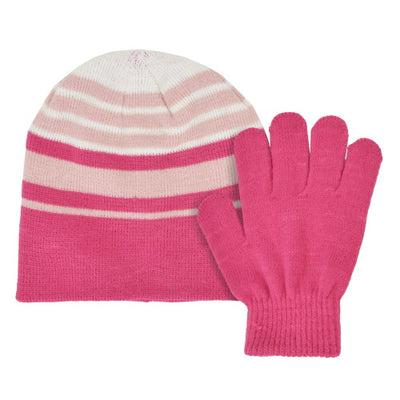 CONJUNTO DE PUNTO ACRÍLICO A RAYAS, TALLA 4-6X ROSA