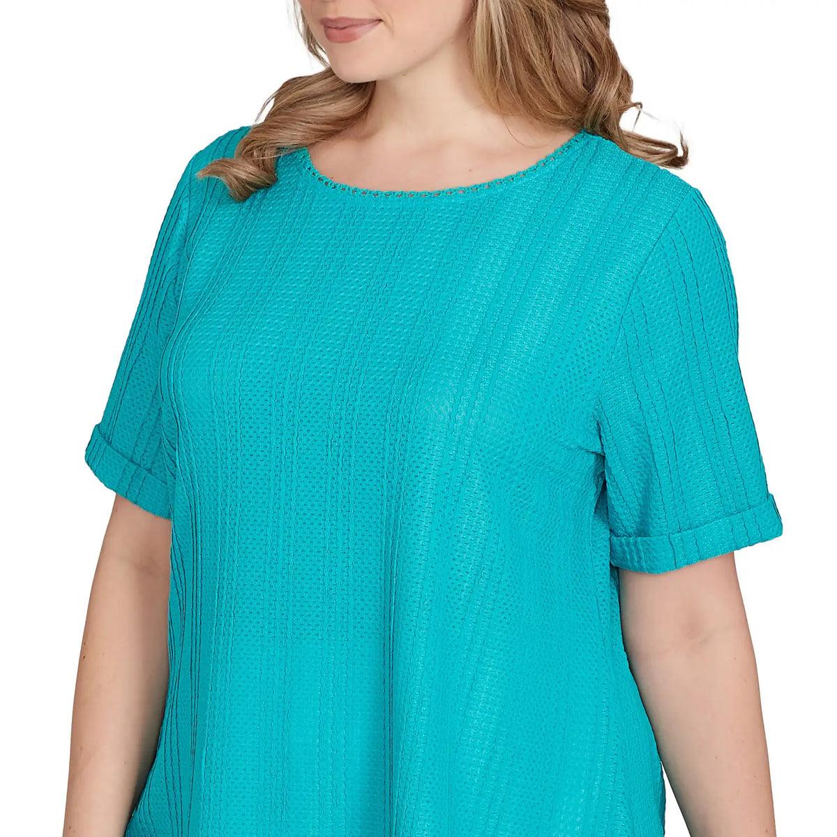 Camiseta de punto arrugado de talla grande, color turquesa - Ruby Rd