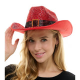 Sombrero rojo de diamantes de imitación