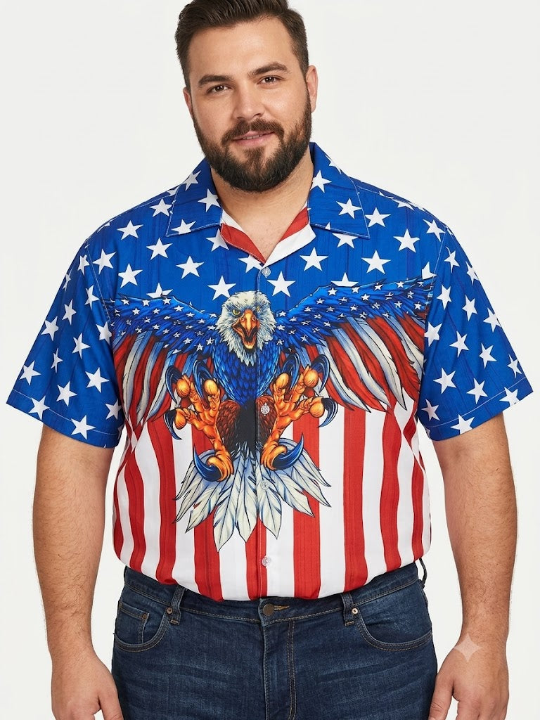Camisas hawaianas Poly Print Tallas Grandes- ÁGUILA DE USA