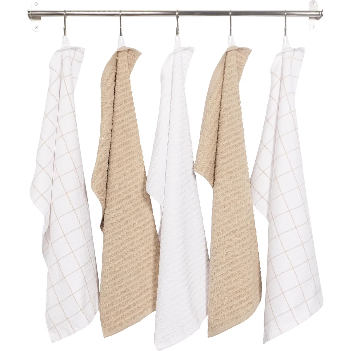 Juego de 5 toallas de rizo reversibles Beechwood - 40x71 cm - Topo