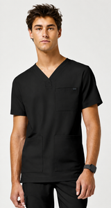 Parte de arriba con cuello en V para hombre, negra
