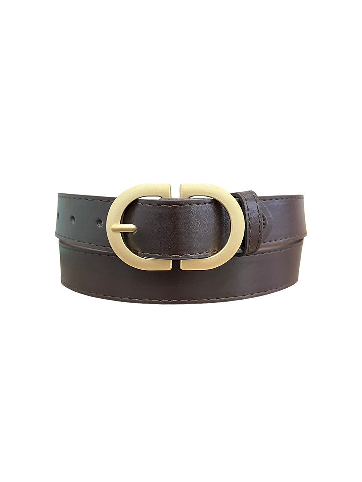 Women's Oval Buckle Belt Brown