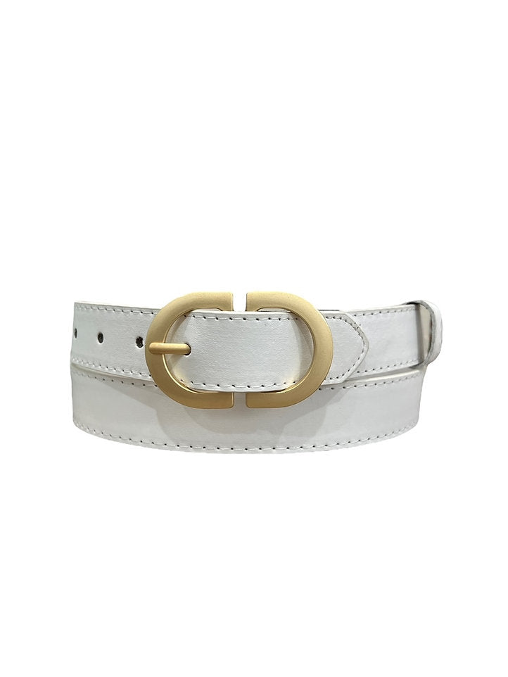 Cinturón para mujer con hebilla ovalada blanco