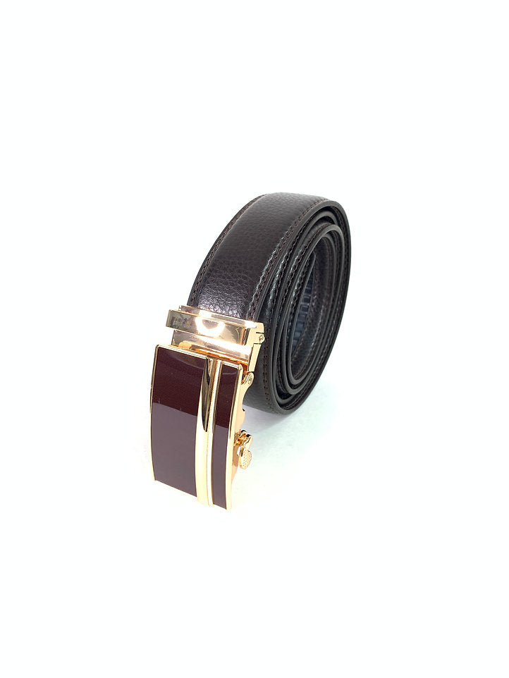 Cinturón de hebilla automática dorado y marrón