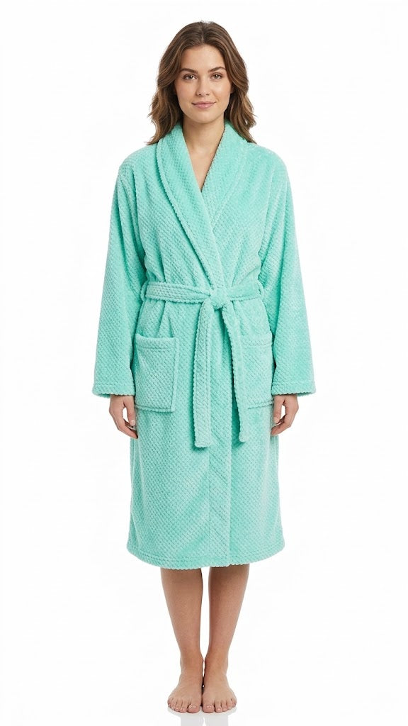 Ladies Soft Fleece Robe Light Green