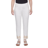 Pantalón tobillero alto bordado marfil - Ruby Rd