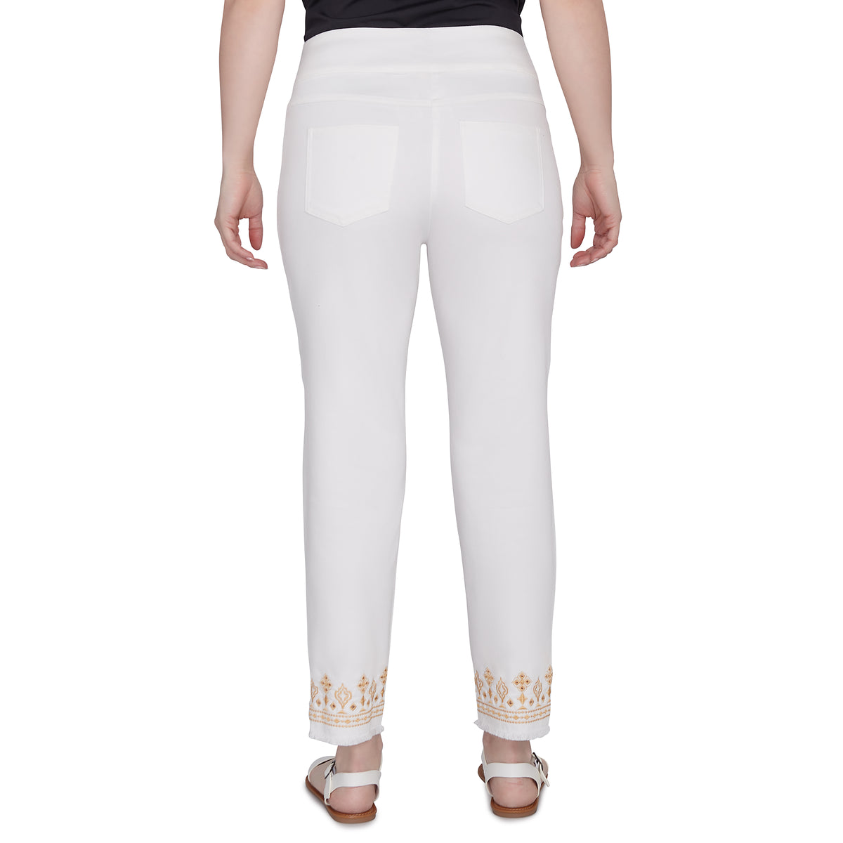 Pantalón tobillero alto bordado marfil - Ruby Rd