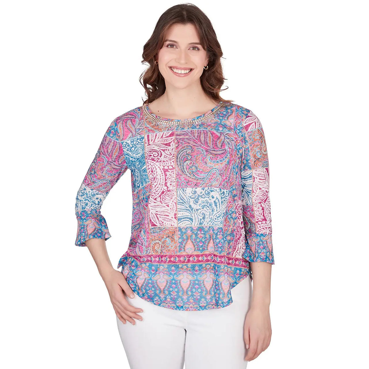 Top de patchwork Shangri-La azul Mediterráneo - Ruby Rd