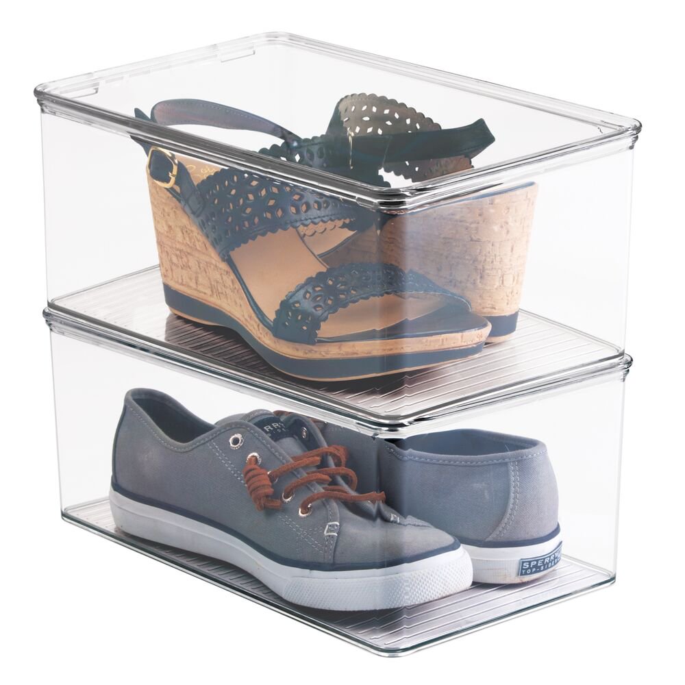 Caja de zapatos para armario - Zapatos de tacón de cuña transparentes