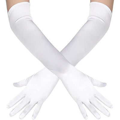 Satin Gloves White