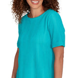 Camiseta sólida de punto arrugado turquesa - Ruby Rd