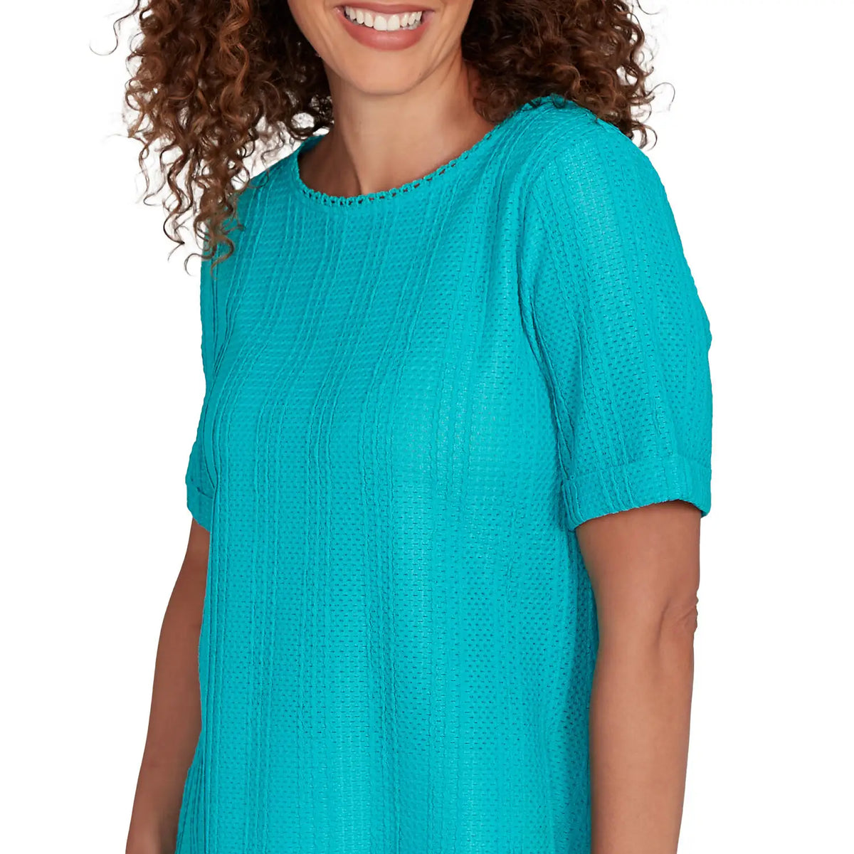 Camiseta sólida de punto arrugado turquesa - Ruby Rd