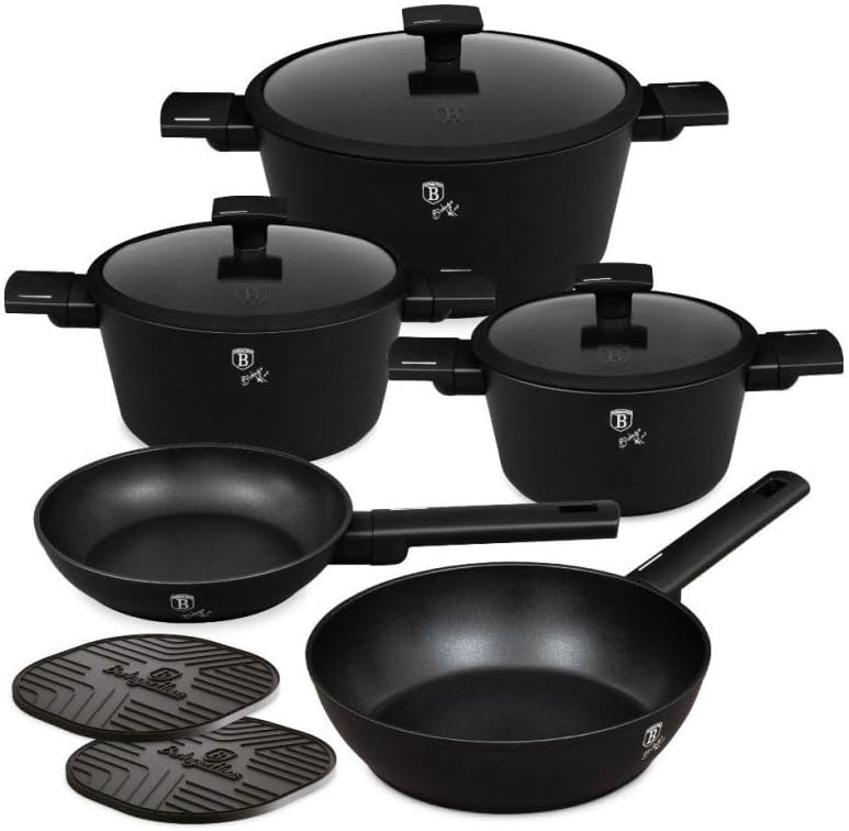 Batería de Cocina  Negra/Plateada 10 pzas