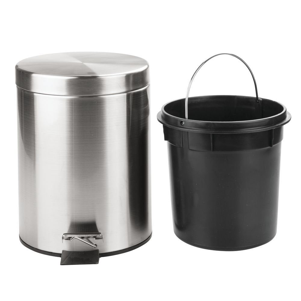 Cubo de basura con pedal 5L cepillado