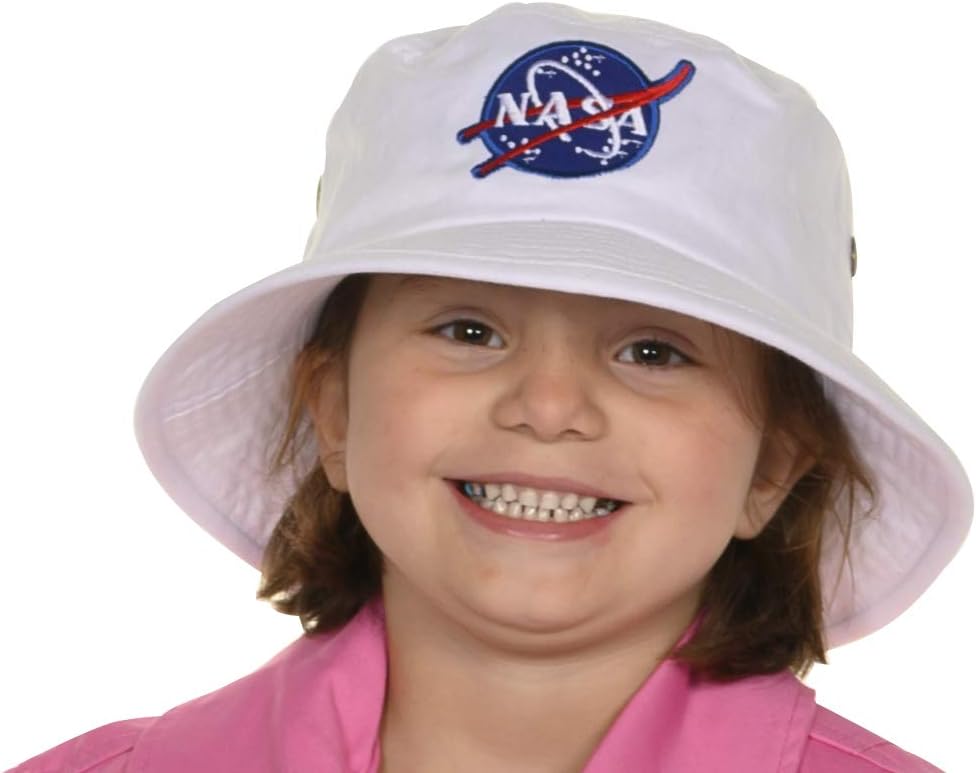 Sombrero de pescador de la NASA, blanco, logotipo de la "albóndiga", 56 cm