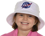 Sombrero de pescador de la NASA, blanco, logotipo de la "albóndiga", 56 cm