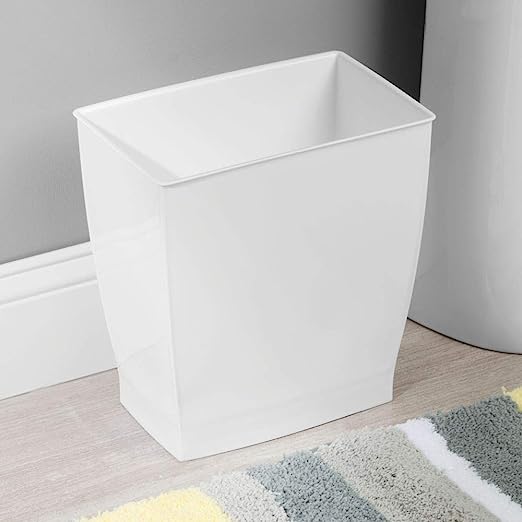 Cesto de basura rectangular Mono blanco