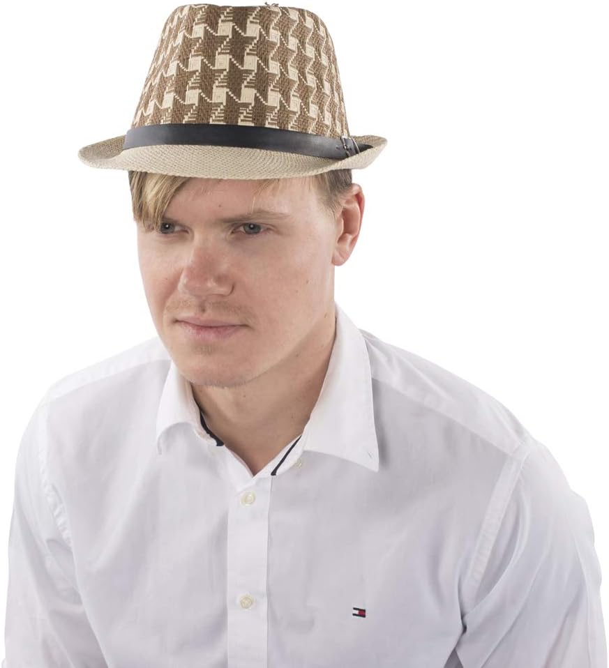Brown Checkerboard Fedora Hat