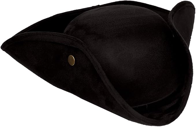 Faux Suede Tri Corner Hat-Black