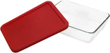 Paquete económico de 6 recipientes rectangulares para alimentos con tapas rojas de ajuste perfecto transparente/rojo