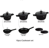 Batería de Cocina  Negra/Plateada 10 pzas