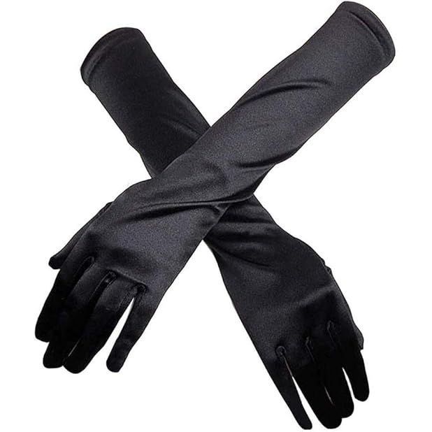 Guantes de satén negros