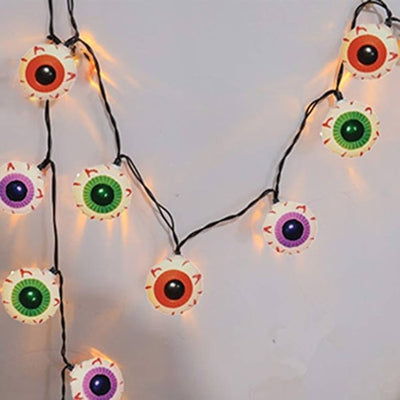 Juego de 10 luces de cadena LED de plástico con forma de ojos espeluznantes