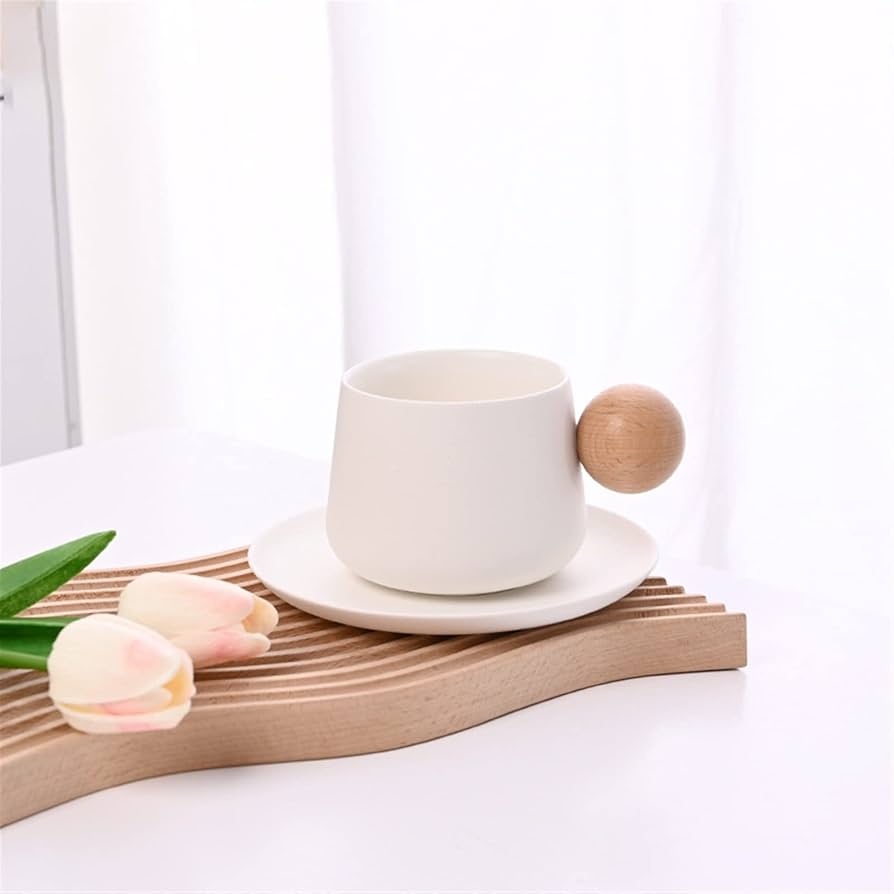 Juego de 2 tazas con plato blanco