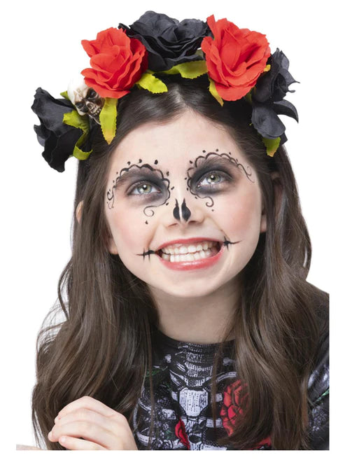 Kids DOTD Black & Red Rose Headband