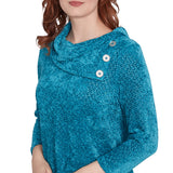 Split Cowl Neck Chenille Shine Knit Top Jade - Ruby Rd