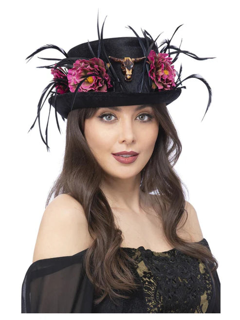 Sombrero de Copa con Cuernos Florales