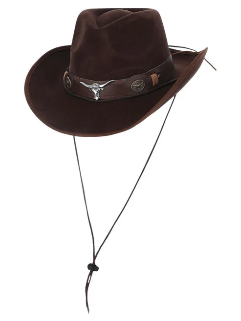 Sombrero de vaquero occidental de imitación de cuero marrón