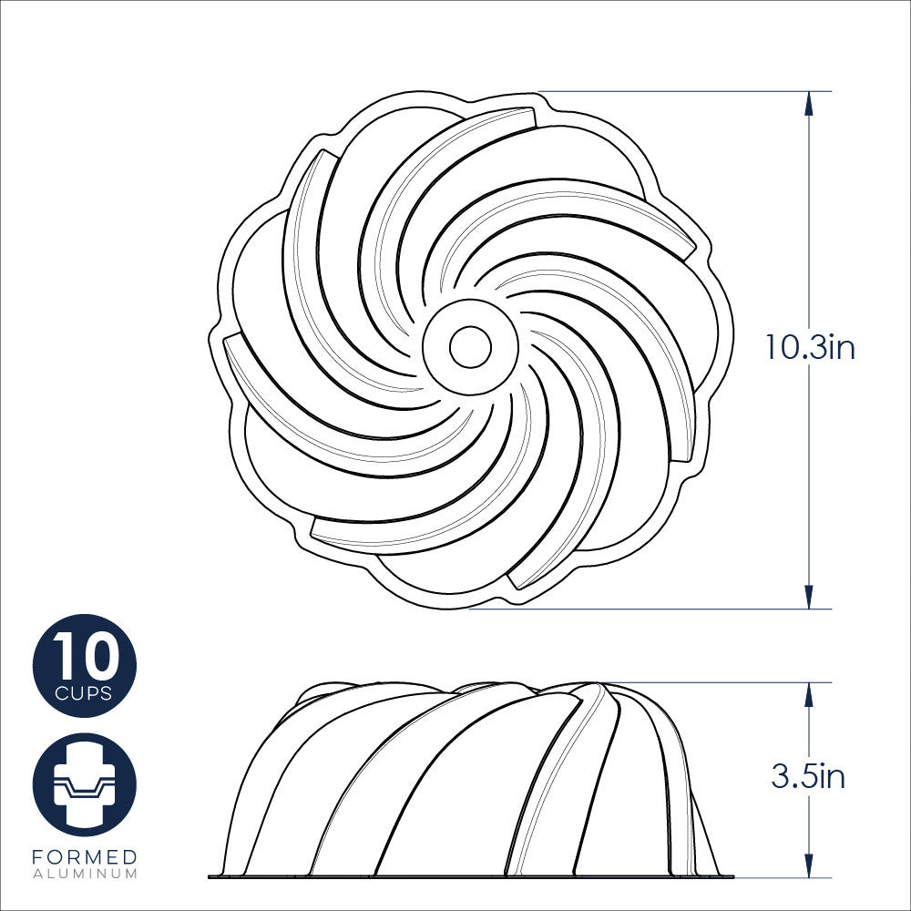 Molde Bundt con forma de espiral