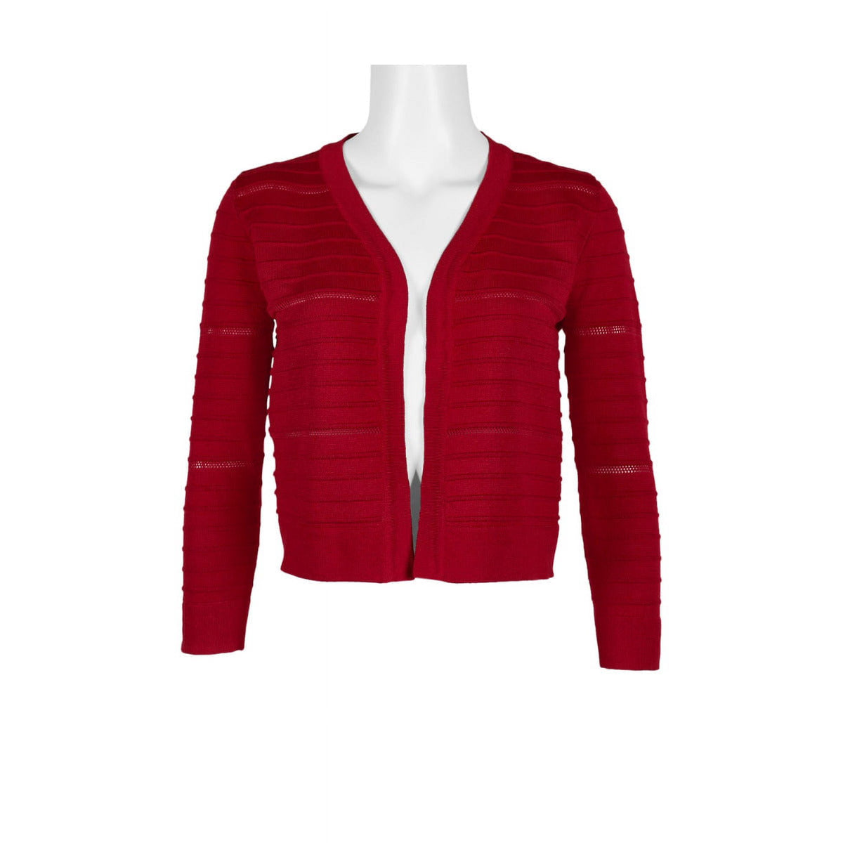 Chaqueta de punto acanalado de manga larga con franjas, rojo - Nina Leonard