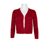 Chaqueta de punto acanalado de manga larga con franjas, rojo - Nina Leonard