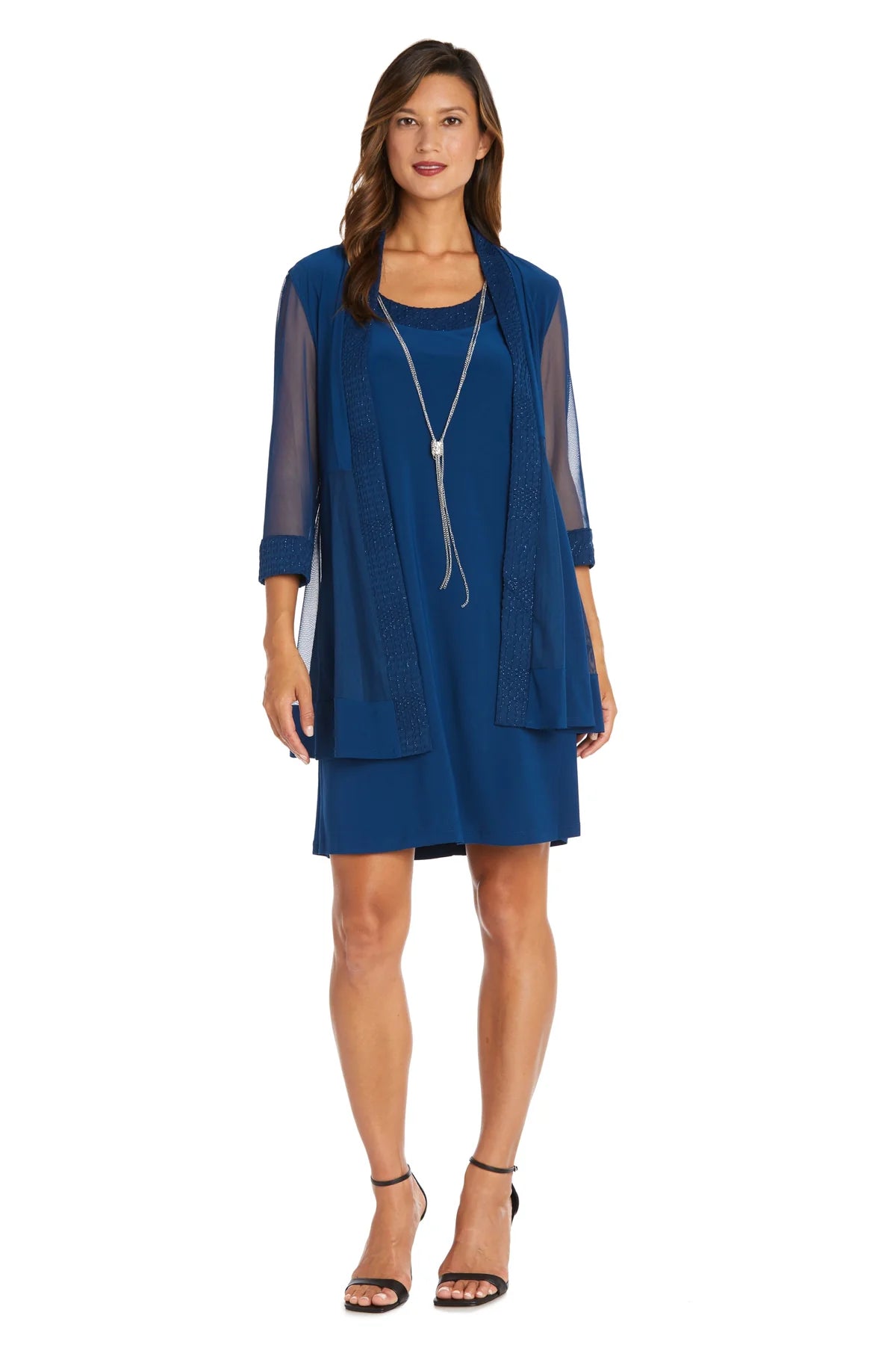 Vestido tipo chaqueta con detalle texturizado pavo real - RM Richards