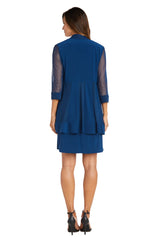 Vestido tipo chaqueta con detalle texturizado pavo real - RM Richards