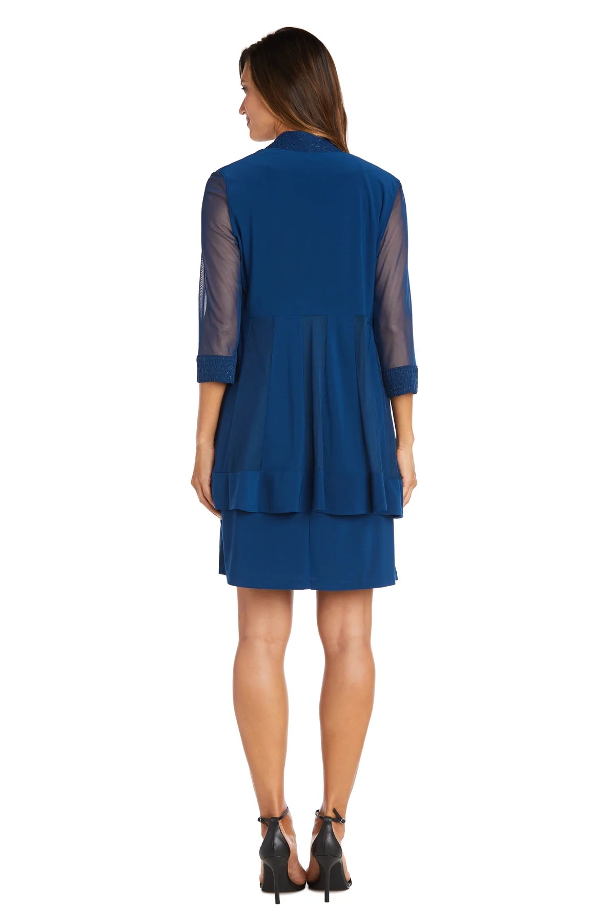 Vestido tipo chaqueta con detalle texturizado pavo real - RM Richards