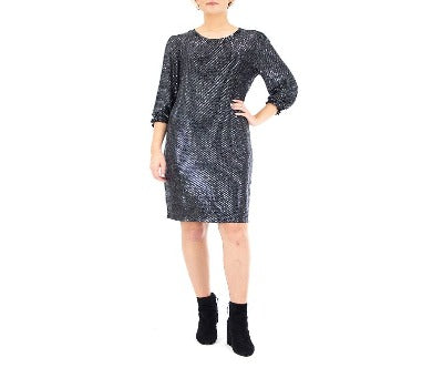 Vestido negro con purpurina plateada - Nina Leonard