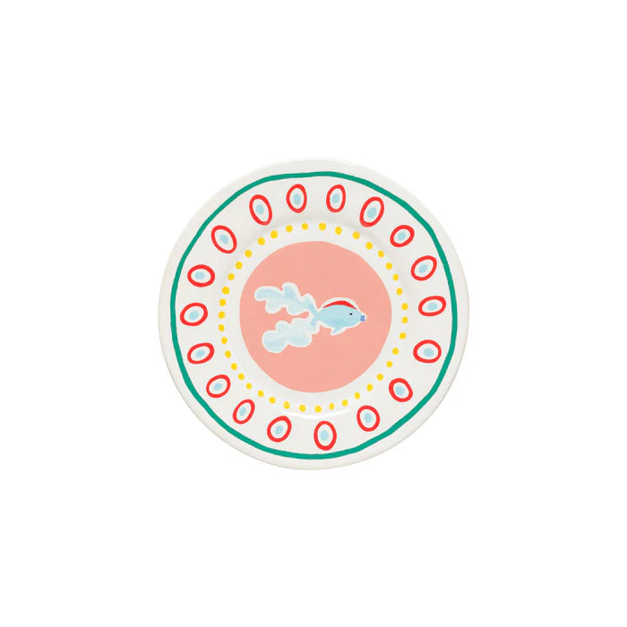 Plato de Ensalada/Postre Summer Bliss Pez Guppy Blanco 9"