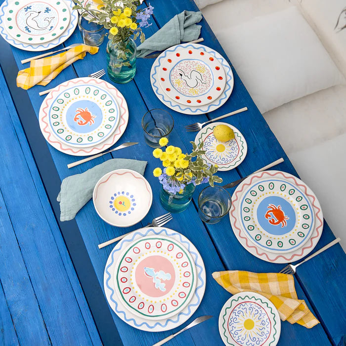 Plato de Ensalada/Postre Summer Bliss Pez Guppy Blanco 9"