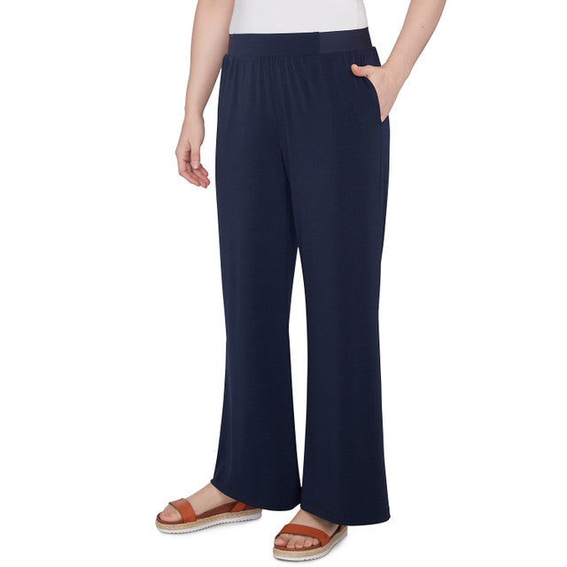 Pantalón Ancho Crepé Elástico Azul Marino - Ruby Rd